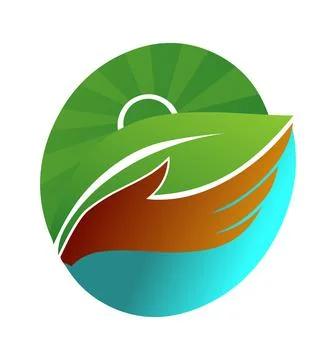 Leaf and hand logo icon Stock Illustration