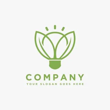 Leaf and lighting bulb logo, creative eco nature technology logo Stock-Illustration