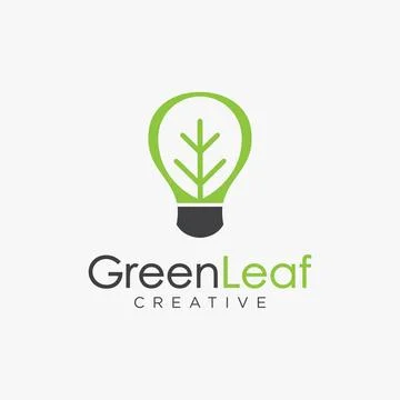Leaf and lighting bulb nature logo icon, green energy logo icon Illustrazione stock