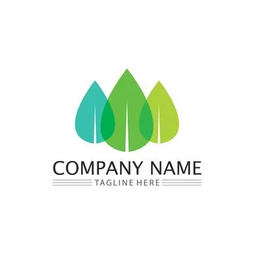 LEAF AND NATURE TREE LOGO FOR BUSINESS VECTOR GREEN PLANT ECOLOGY DESIGN Stock Illustration