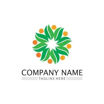LEAF AND NATURE TREE LOGO FOR BUSINESS VECTOR GREEN PLANT ECOLOGY DESIGN Illustrazione stock