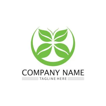 LEAF AND NATURE TREE LOGO FOR BUSINESS VECTOR GREEN PLANT ECOLOGY DESIGN Stock Illustration