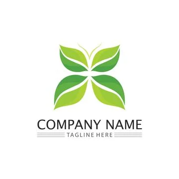 LEAF AND NATURE TREE LOGO FOR BUSINESS VECTOR GREEN PLANT ECOLOGY DESIGN Stock Illustration