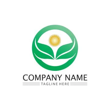 LEAF AND NATURE TREE LOGO FOR BUSINESS VECTOR GREEN PLANT ECOLOGY DESIGN Stock Illustration