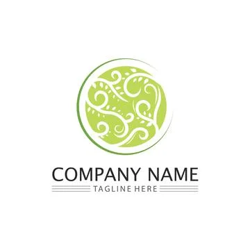 LEAF AND NATURE TREE LOGO FOR BUSINESS VECTOR GREEN PLANT ECOLOGY DESIGN Illustrazione stock