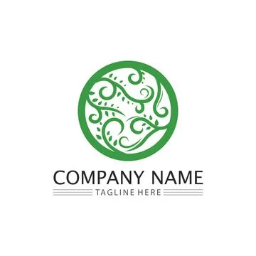 LEAF AND NATURE TREE LOGO FOR BUSINESS VECTOR GREEN PLANT ECOLOGY DESIGN Stock Illustration
