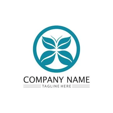 LEAF AND NATURE TREE LOGO FOR BUSINESS VECTOR GREEN PLANT ECOLOGY DESIGN Stock Illustration