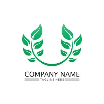 LEAF AND NATURE TREE LOGO FOR BUSINESS VECTOR GREEN PLANT ECOLOGY DESIGN Stock Illustration