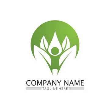 LEAF AND NATURE TREE LOGO FOR BUSINESS VECTOR GREEN PLANT ECOLOGY DESIGN Stock Illustration