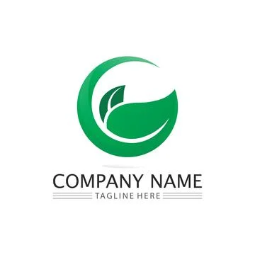 LEAF AND NATURE TREE LOGO FOR BUSINESS VECTOR GREEN PLANT ECOLOGY DESIGN Stock Illustration
