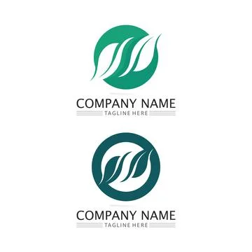 LEAF AND NATURE TREE LOGO FOR BUSINESS VECTOR GREEN PLANT ECOLOGY DESIGN Stock Illustration