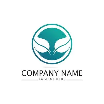 LEAF AND NATURE TREE LOGO FOR BUSINESS VECTOR GREEN PLANT ECOLOGY DESIGN Stock Illustration