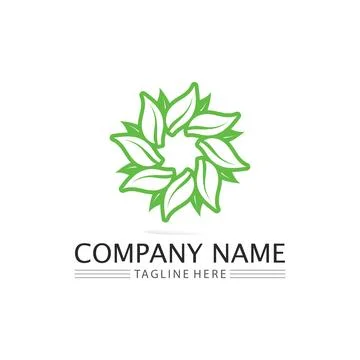 LEAF AND NATURE TREE LOGO FOR BUSINESS VECTOR GREEN PLANT ECOLOGY DESIGN Illustrazione stock