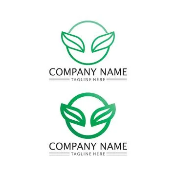 LEAF AND NATURE TREE LOGO FOR BUSINESS VECTOR GREEN PLANT ECOLOGY DESIGN Stock Illustration