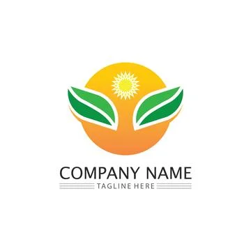 LEAF AND NATURE TREE LOGO FOR BUSINESS VECTOR GREEN PLANT ECOLOGY DESIGN Illustrazione stock