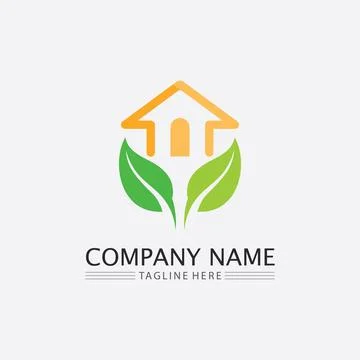 LEAF AND NATURE TREE LOGO FOR BUSINESS VECTOR GREEN PLANT ECOLOGY DESIGN Stock Illustration