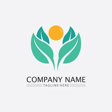 LEAF AND NATURE TREE LOGO FOR BUSINESS VECTOR GREEN PLANT ECOLOGY DESIGN Stock Illustration