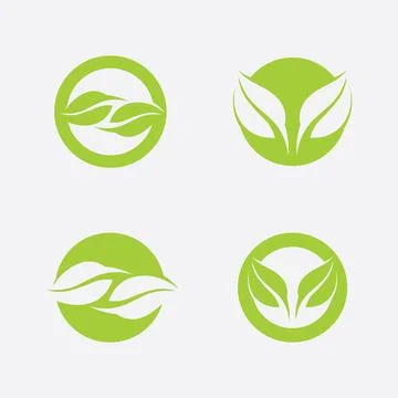 LEAF AND NATURE TREE LOGO FOR BUSINESS VECTOR GREEN PLANT ECOLOGY DESIGN Stock Illustration