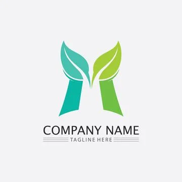 LEAF AND NATURE TREE LOGO FOR BUSINESS VECTOR GREEN PLANT ECOLOGY DESIGN Stock Illustration