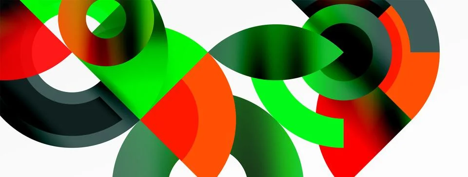 A leaf and petal pattern in green and orange, with a black circle center Stock Illustration