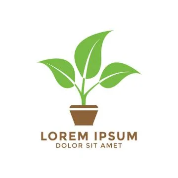 Leaf and pot logo icon design template vector Stock Illustration