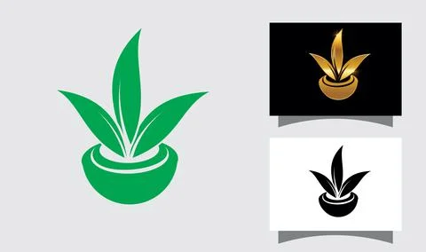 Leaf and Pot Vector Sign Illustration Illustrazione stock