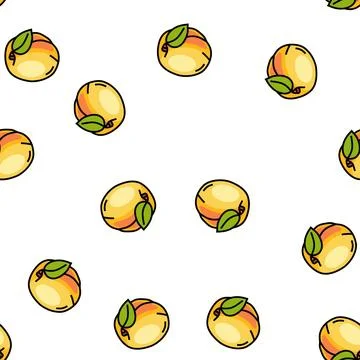 Leaf apricot fruit vector seamless pattern Stock Illustration