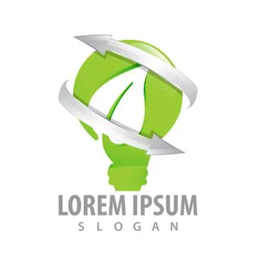 Leaf arrow bulb logo concept design. Symbol graphic template element Stock Illustration