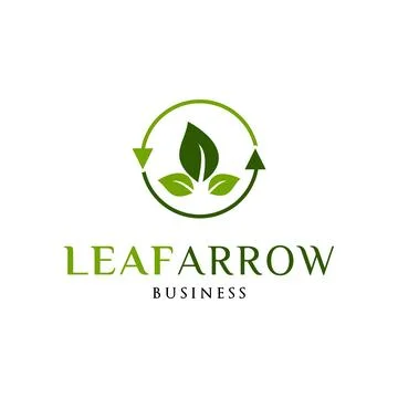 Leaf Arrow Icon Logo Design Template Stock Illustration