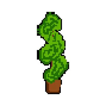 Leaf artificial plant pixel art vector illustration Stock Illustration