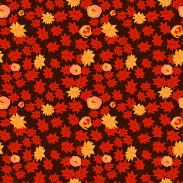 Leaf Autum Seamless with flower Pattern Vector. Seamless floral pattern backg Stock Illustration