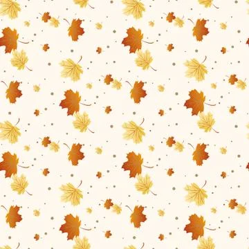 Leaf Autum Seamless Pattern on white Vector Orange Grey eps10 Stock Illustration