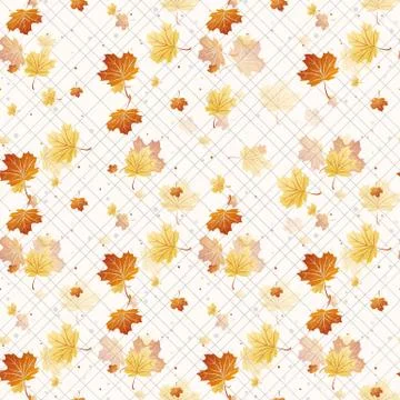 Leaf Autum Seamless Pattern on white Vector Orange Grey eps10 Stock Illustration