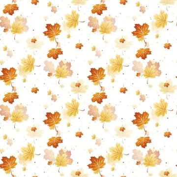 Leaf Autum Seamless Pattern on white Vector Orange Grey eps 10 Illustrazione stock