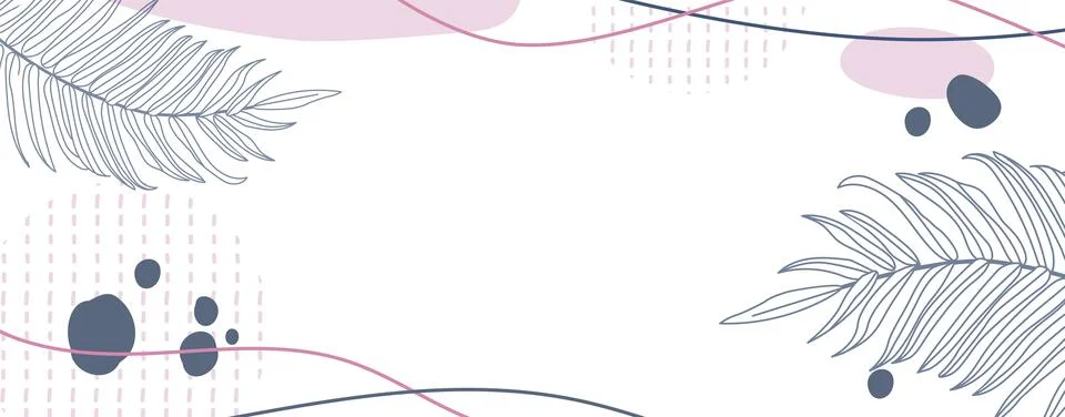 Leaf background. Flower leaves pattern, minimal spring plant texture. Line .. Stock Illustration