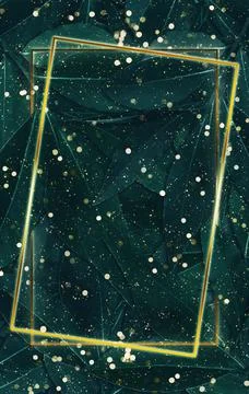 Leaf background golden frame and bokeh droplets 3D illustration Illustrazione stock