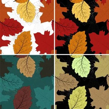 Leaf background. Modern abstract set with red autumn maple leaves seamless on 스톡 일러스트