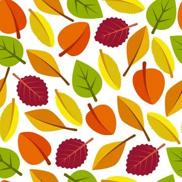 Leaf background. Repeat seamless simple cute foliage. Vector beauty silhouett Stock Illustration