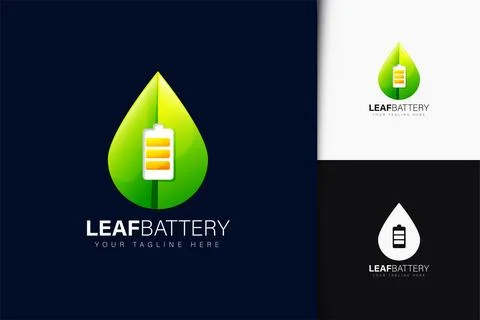 Leaf battery logo design with gradient Stock Illustration
