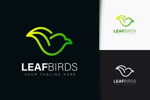 Leaf bird logo design with gradient Stock Illustration