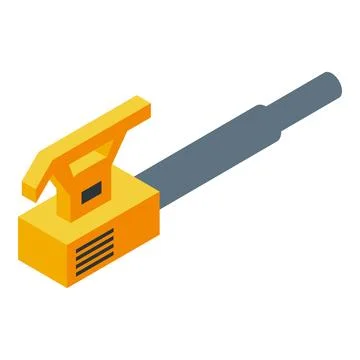 Leaf blower blowing isometric projection icon illustration depicting autumn.. Stock Illustration