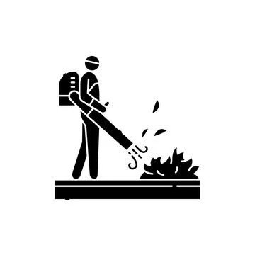 Leaf blower cleaning olor line icon. Garden service. Stock-Illustration