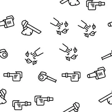 Leaf Blower Equipment Vector Seamless Pattern 스톡 일러스트