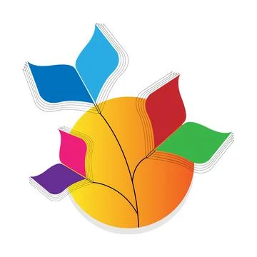 Leaf book logo with full moon Stock Illustration