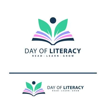 Leaf Book with people logo vector template. Creative Book Leaf with people .. Ilustração Stock