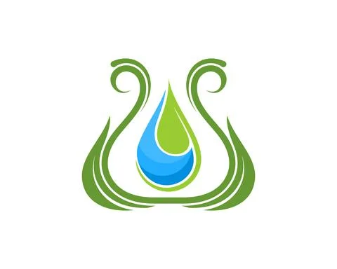 Leaf bottle laboratory with water drop inside Stock Illustration