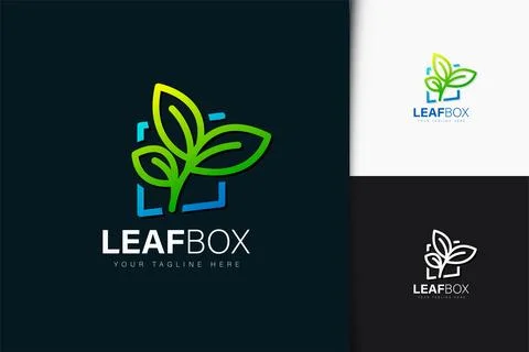 Leaf box logo design with gradient Stock Illustration