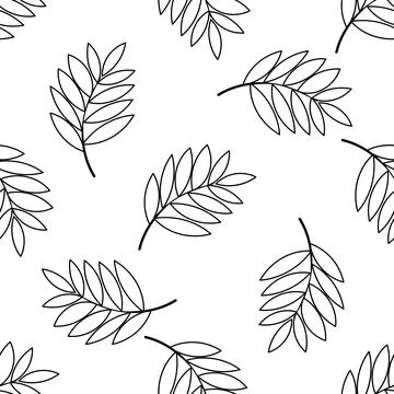 Leaf branch line forest doodle background pattern Stock Illustration