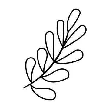 Leaf branch line forest doodle element icon Stock Illustration