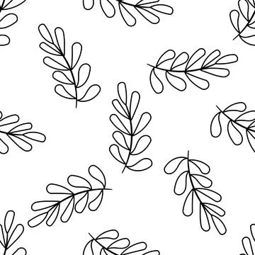 Leaf branch line forest doodle background pattern Illustrazione stock